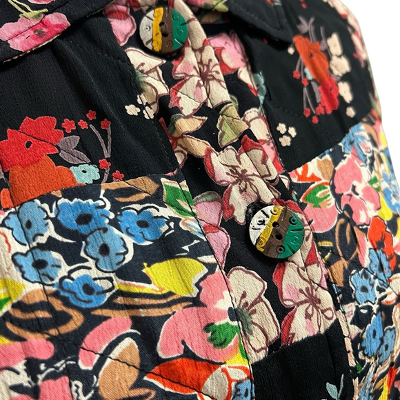 Mohito Women’s Vintage Inspired Patchwork Floral Blazer Jacket Black Boho Small - Picture 10 of 16